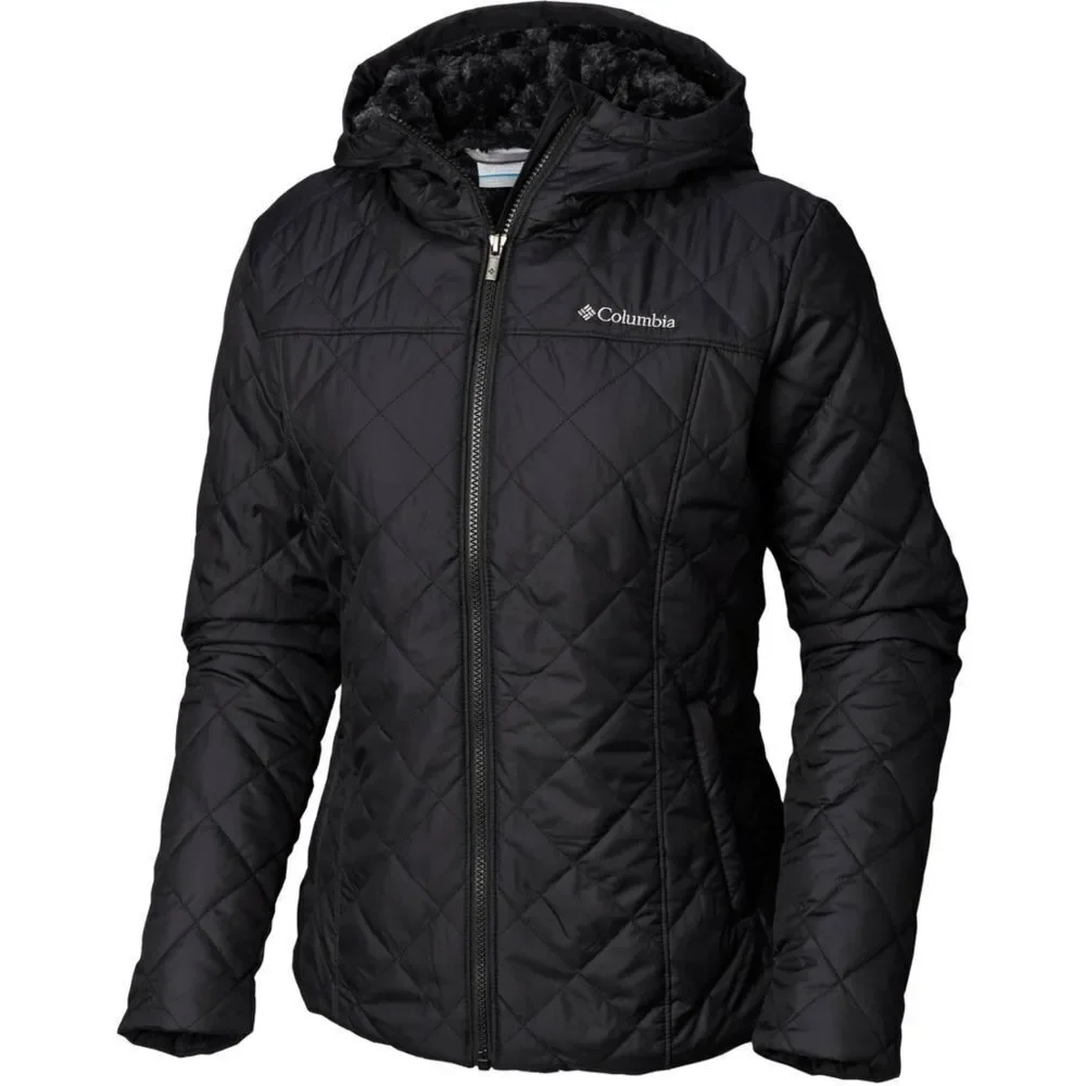 New! COLUMBIA Women's Copper Crest Hooded Black Jacket Fleece Lined Size XS